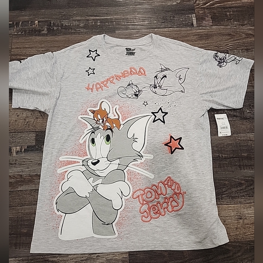 Freeze Gray Tom and Jerry Kids Tee with Stars